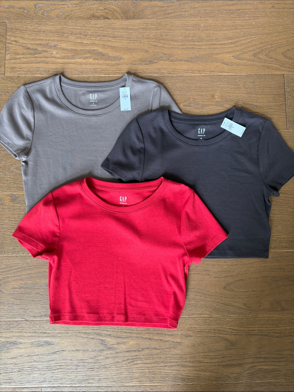 NWT GAP Cropped Modern Tees in Red, Brown & Taupe